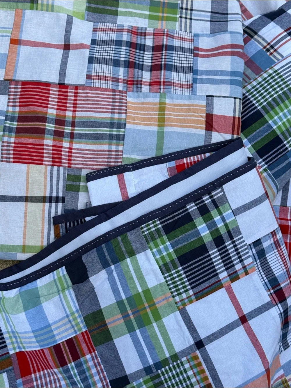 Pottery Barn Kids Plaid Patchwork Window Curtain Panels - Multicolor X4